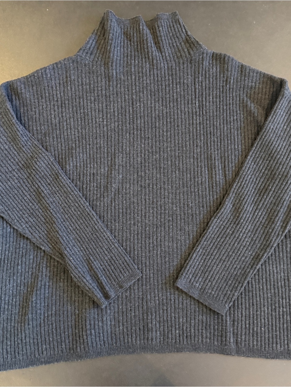 Eileen Fisher Wool Ribbed Mock/Turtleneck Sweater - Charcoal Gray